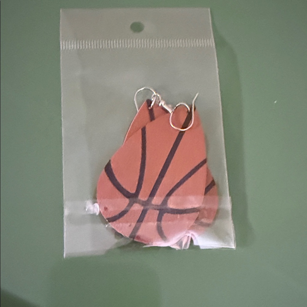 Basketball Print Teardrop Earrings - Orange & Black